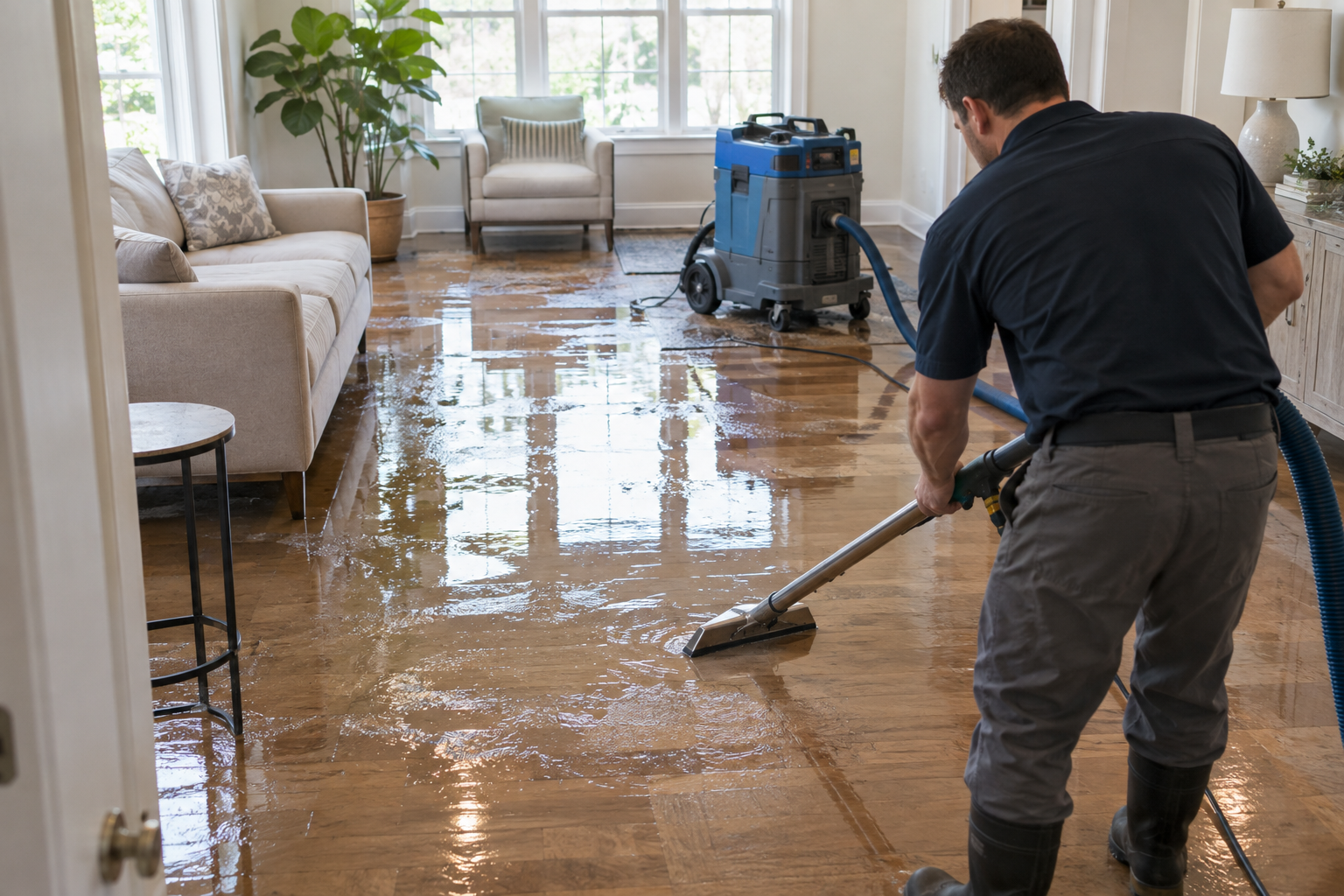 water-clean-up Cleaning up water leaking damage